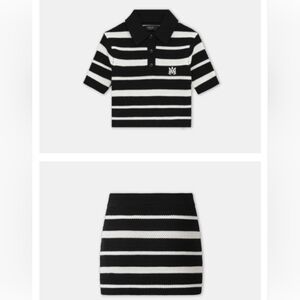 Amiri Black/White Striped Set Shirt & Mini Skirt Size S